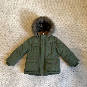 Carters 3T Hooded Green Parka Coat